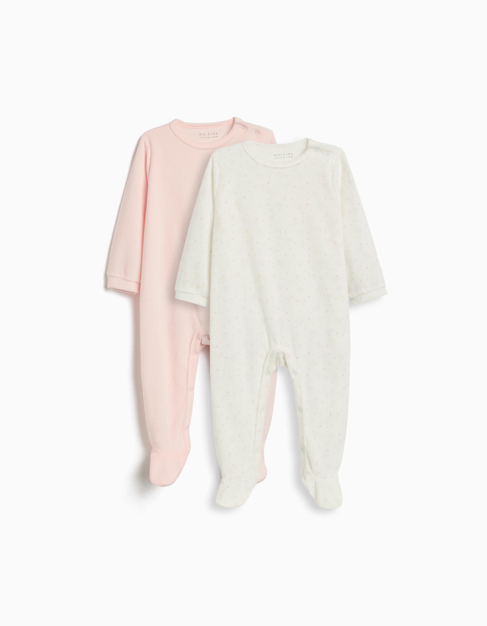 Comprar Online Pack 2 Babygrows Veludo, Rec&eacute;m-Nascido, Rosa Claro