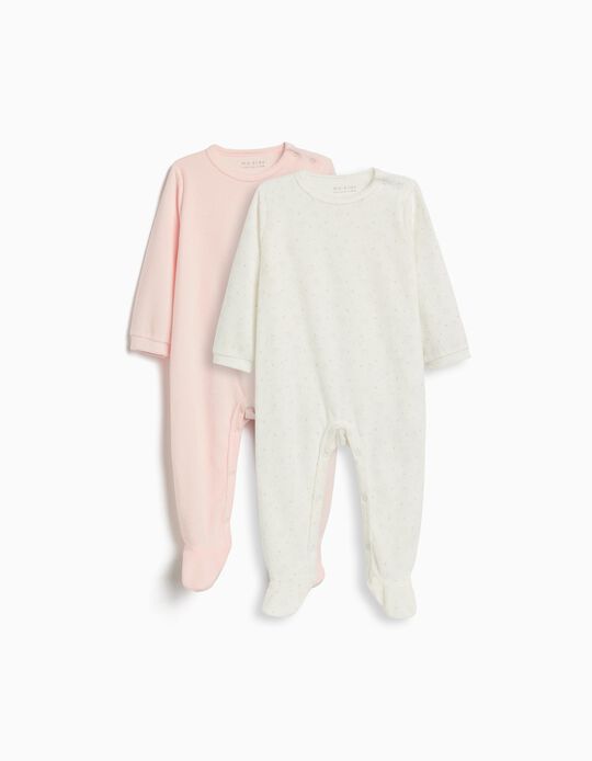 Comprar Online Pack 2 Babygrows Veludo, Recém-Nascido, Rosa Claro