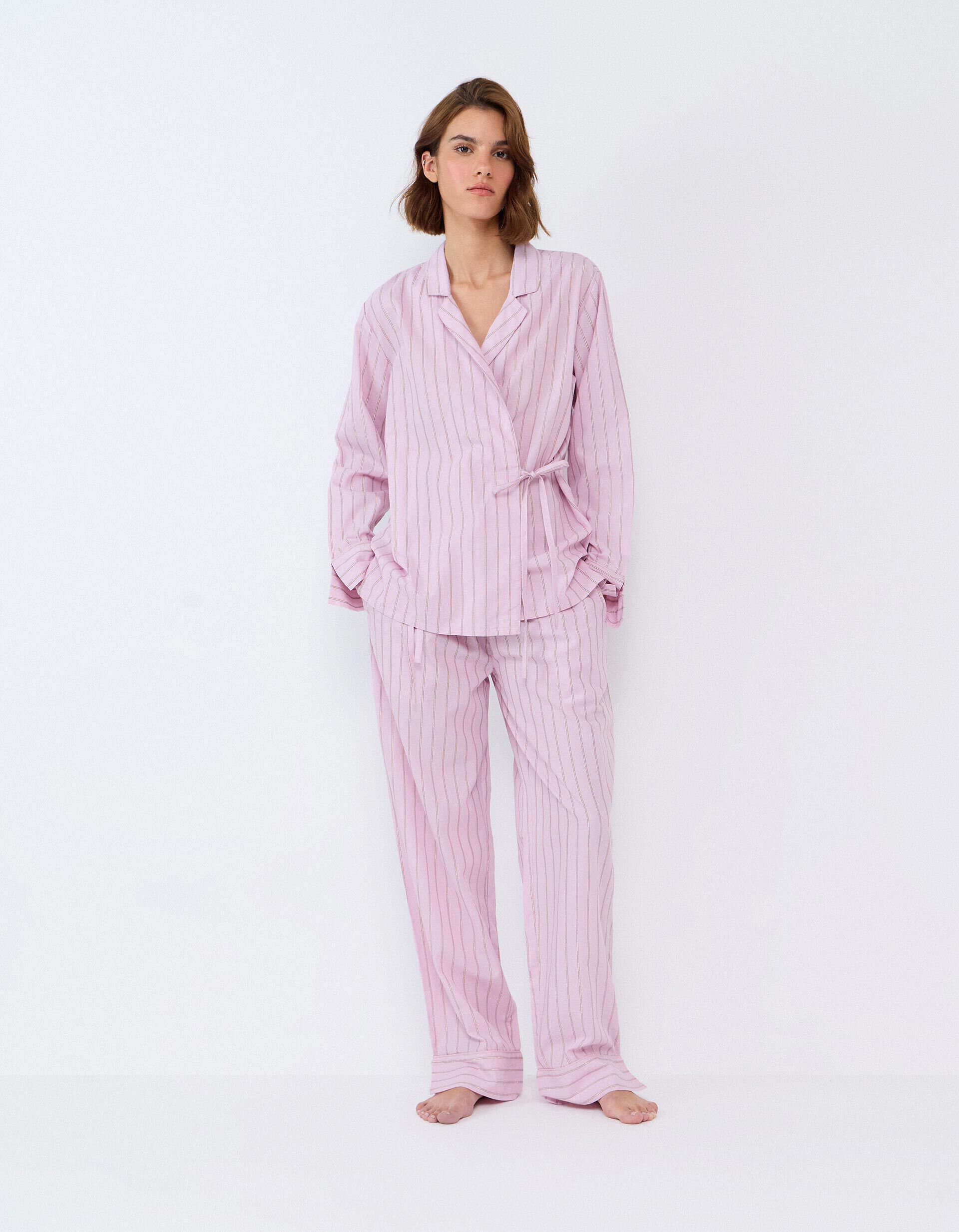 Comprar Online Pijama Camiseiro &Agrave;s Riscas, Mulher, Rosa Claro
