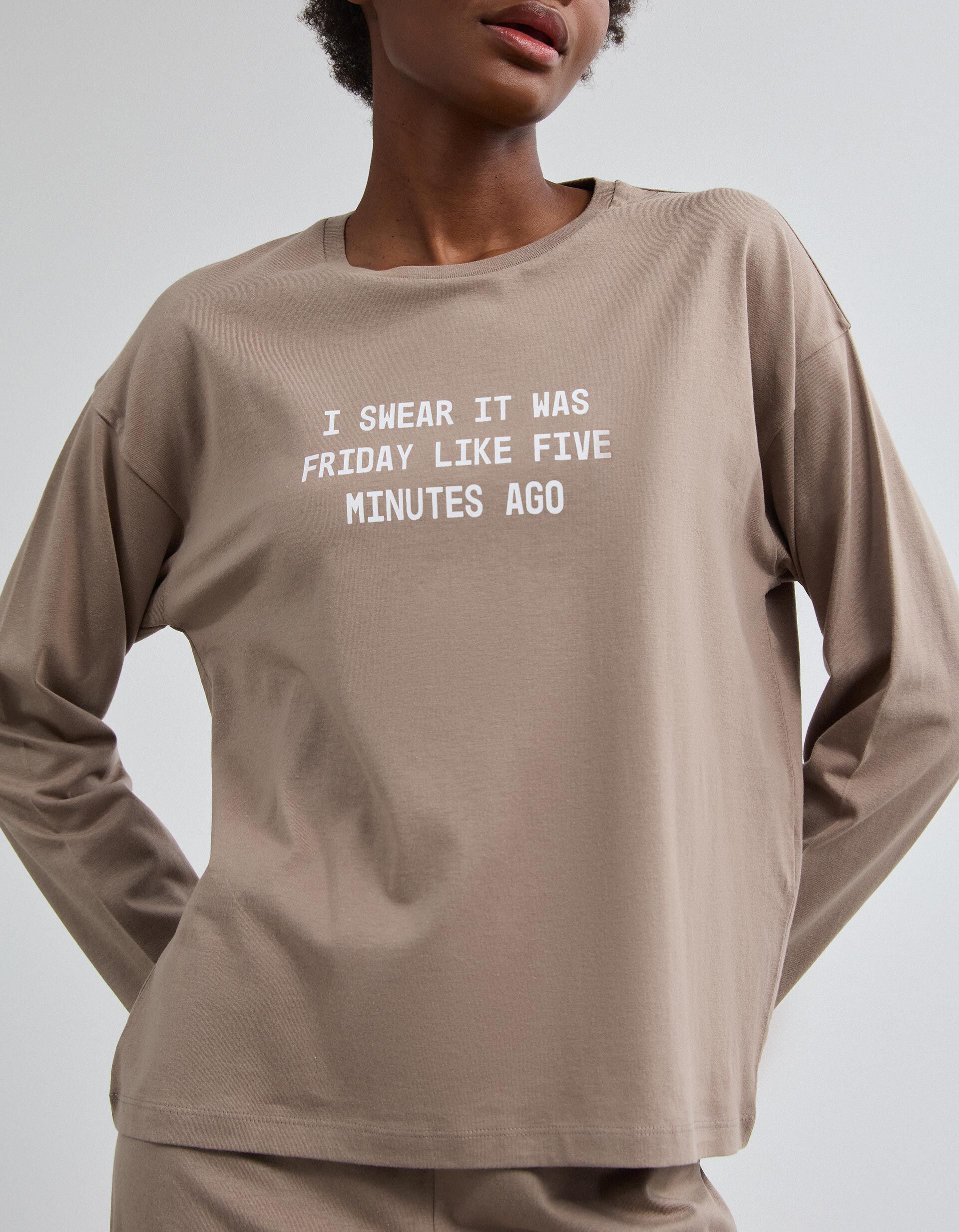 Comprar Online Pijama Jersey Estampado, Mulher, Castanho Claro