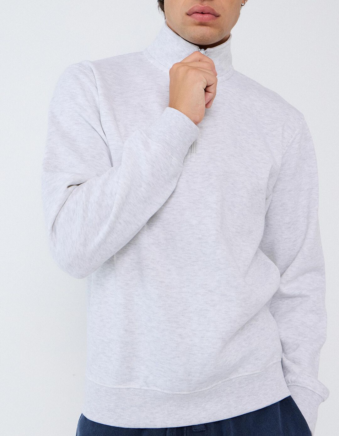 Sweatshirt Com Gola Alta, Homem, Cinzento Claro