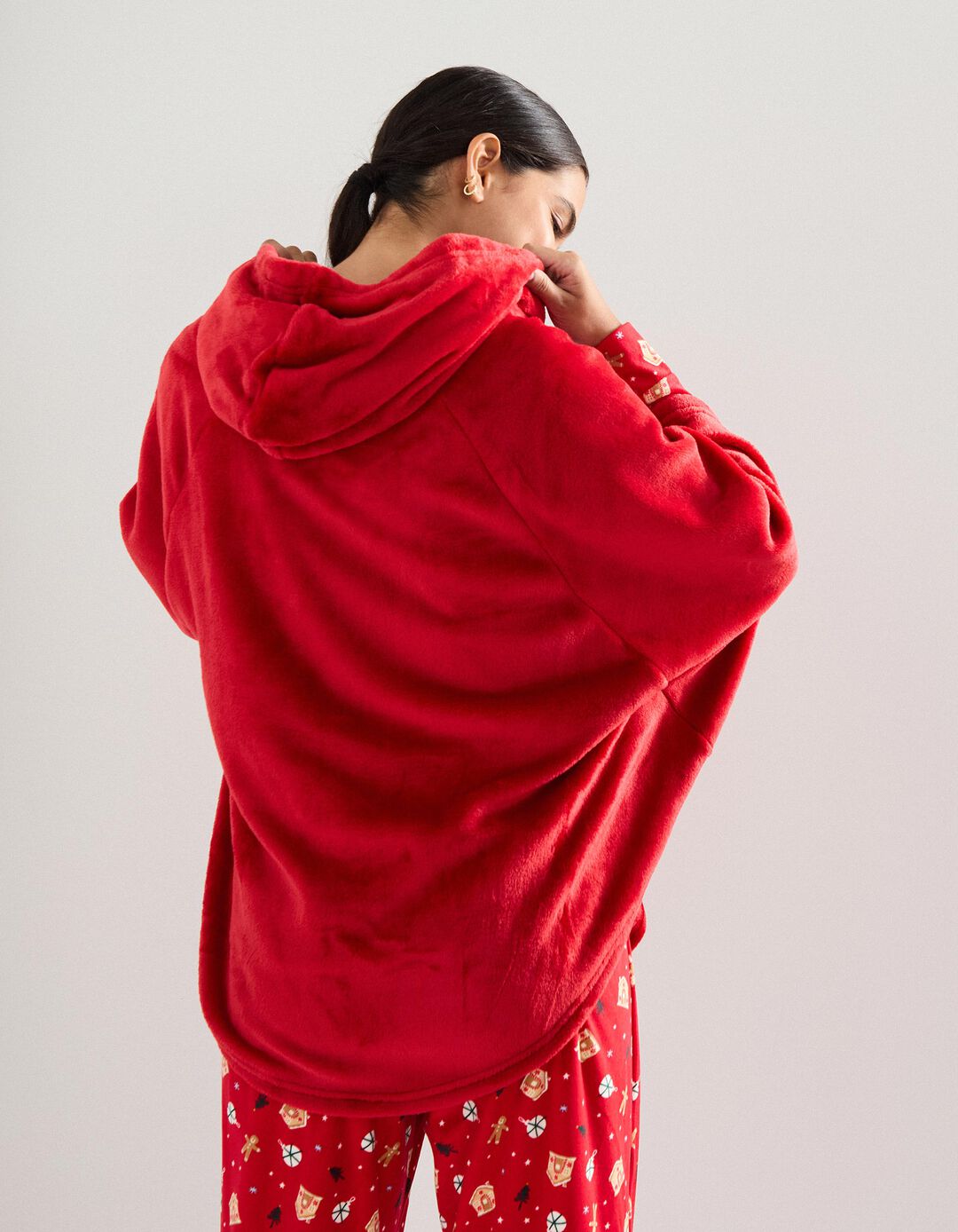 Poncho de Natal, Mulher, Vermelho Escuro 