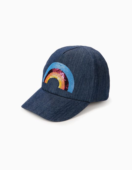 Chap&eacute;u Denim para Menina 'Rainbow', Azul