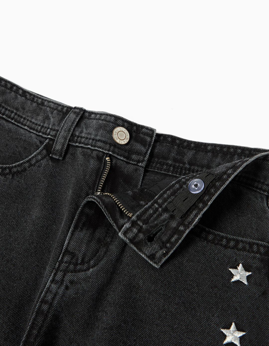 Calças de Ganga Wide Leg, Menina, Preto