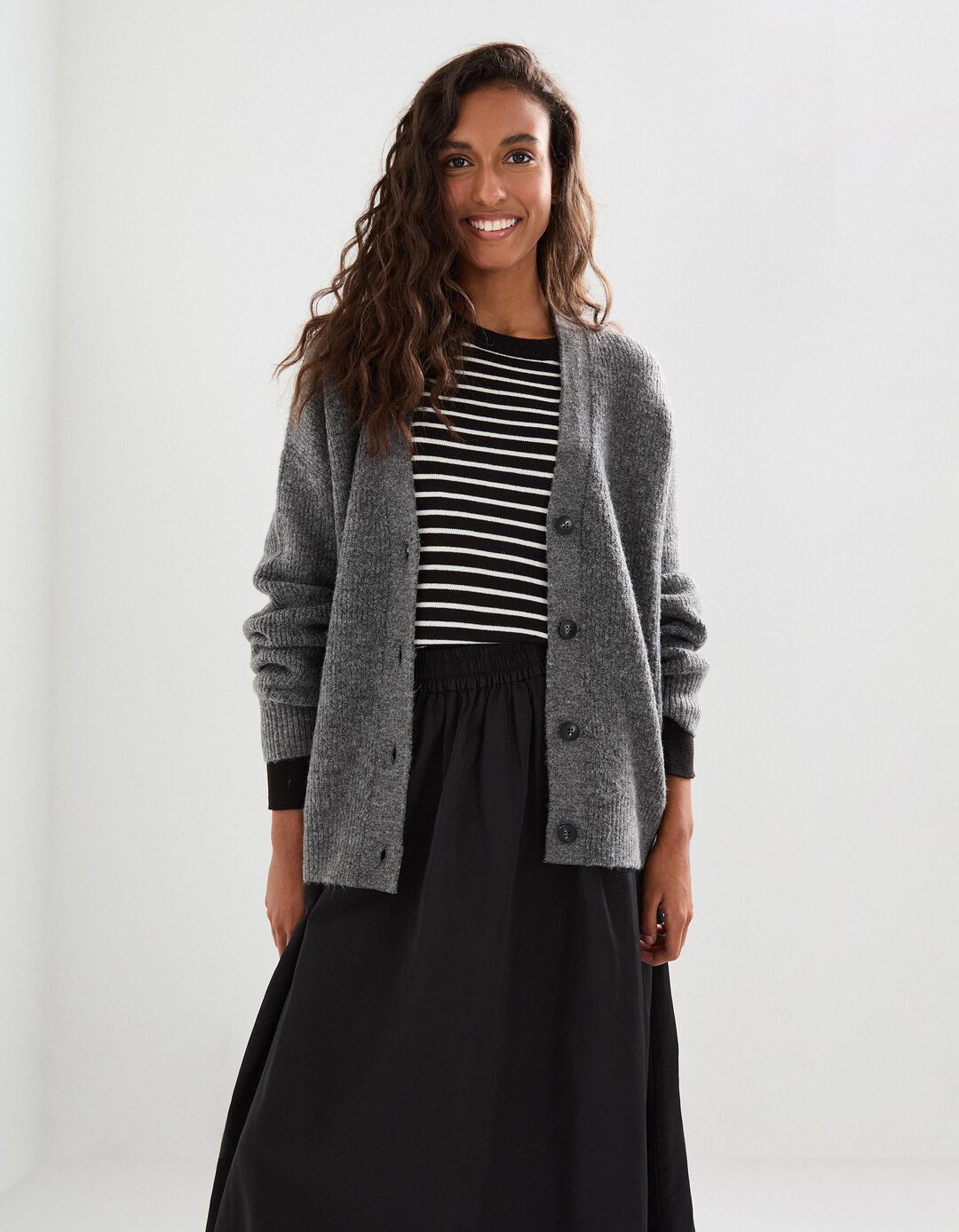 Casaco de Malha, Mulher, Cinzento Escuro