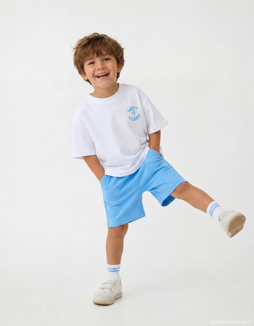 Conjunto T-shirt e Cal&ccedil;&otilde;es, Menino, Azul Claro
