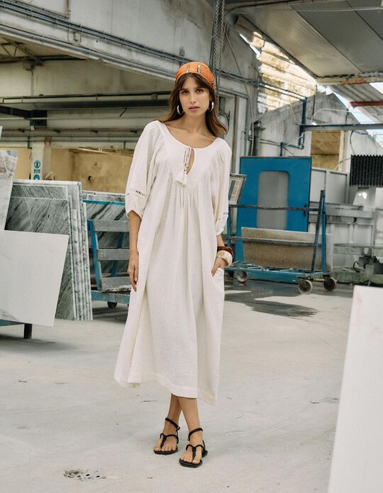 Comprar Online Vestido Comprido, Mulher, Bege Claro