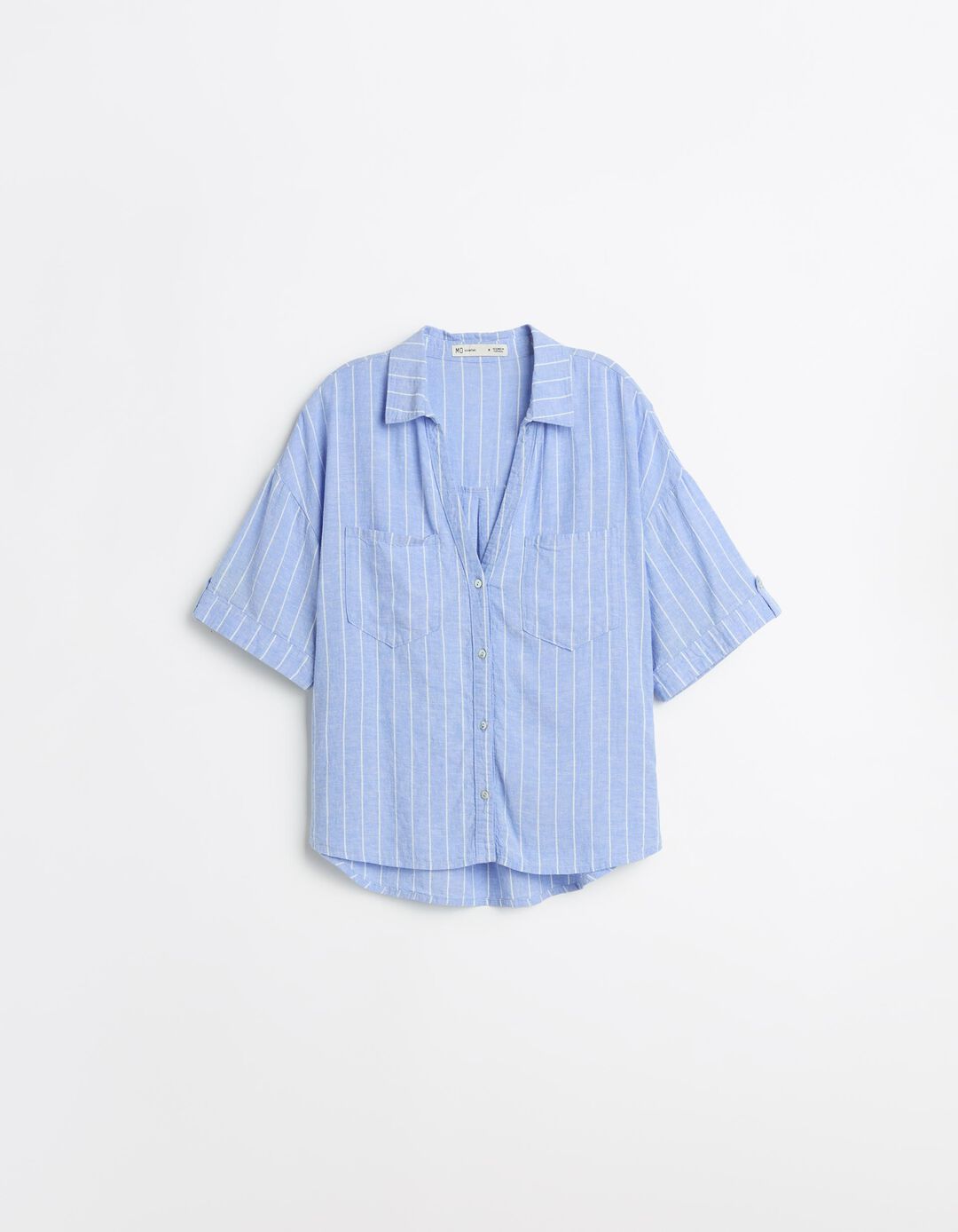 Camisa com Linho, Mulher, Azul