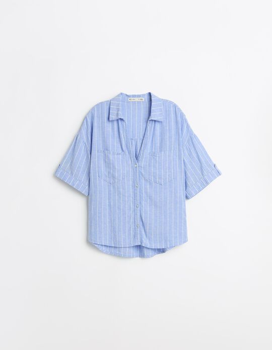 Comprar Online Camisa com Linho, Mulher, Azul