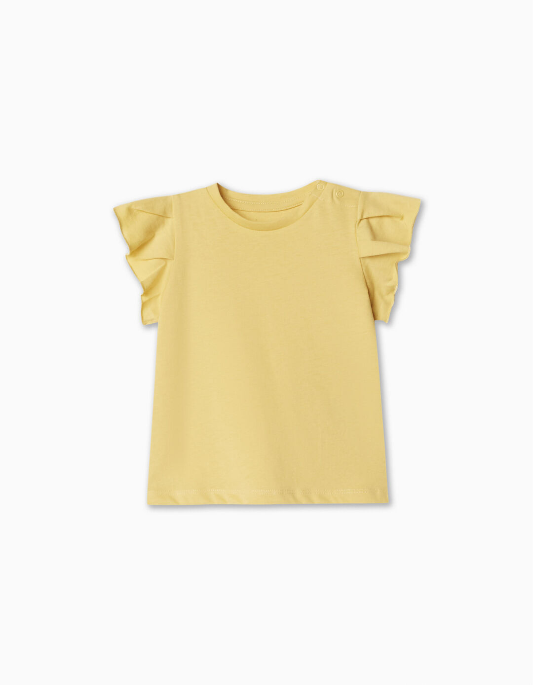 T-shirt Folhos, Bebé Menina, Amarelo Claro
