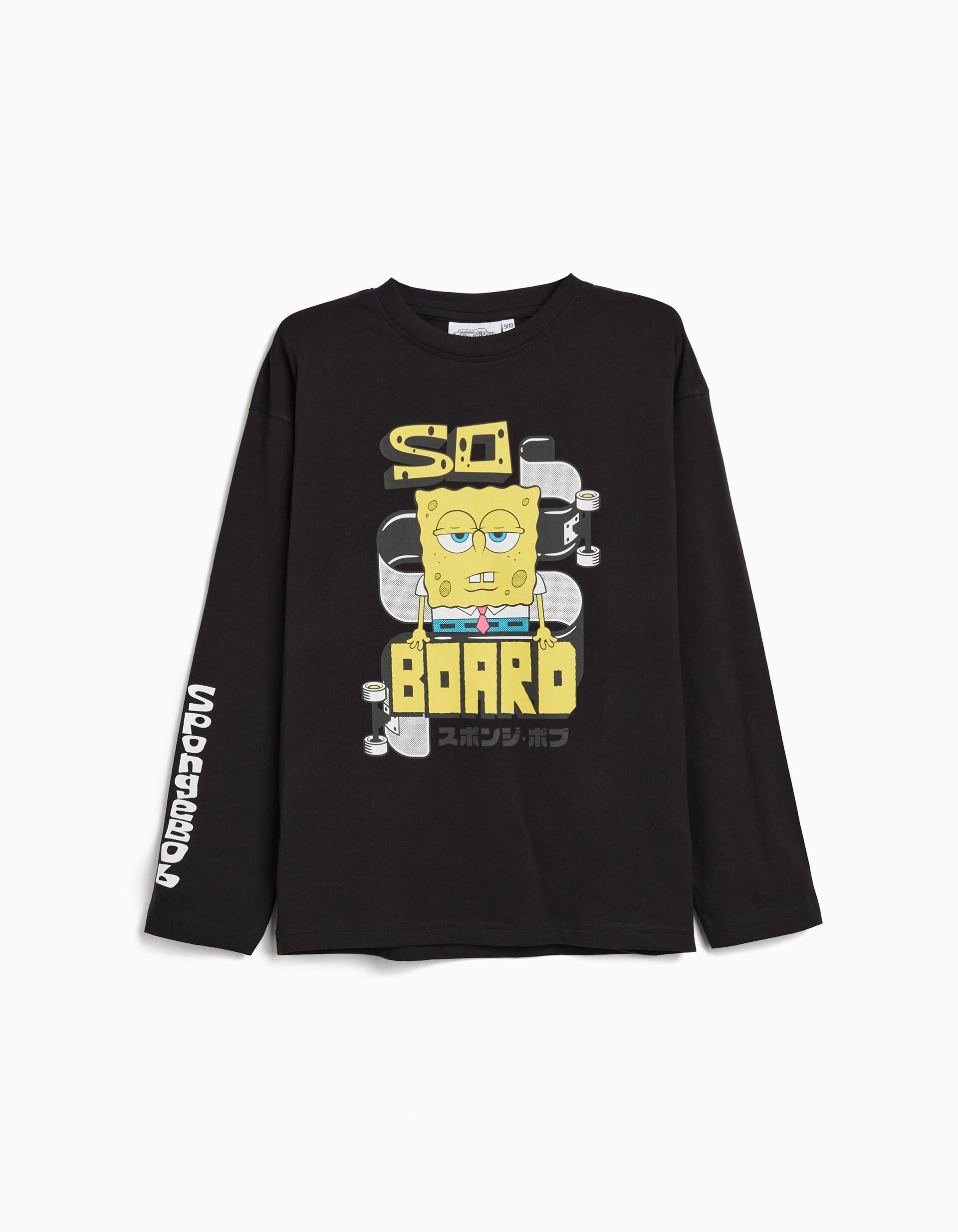 Comprar Online T-shirt de Manga Comprida 'SpongeBob', Menino, Preto