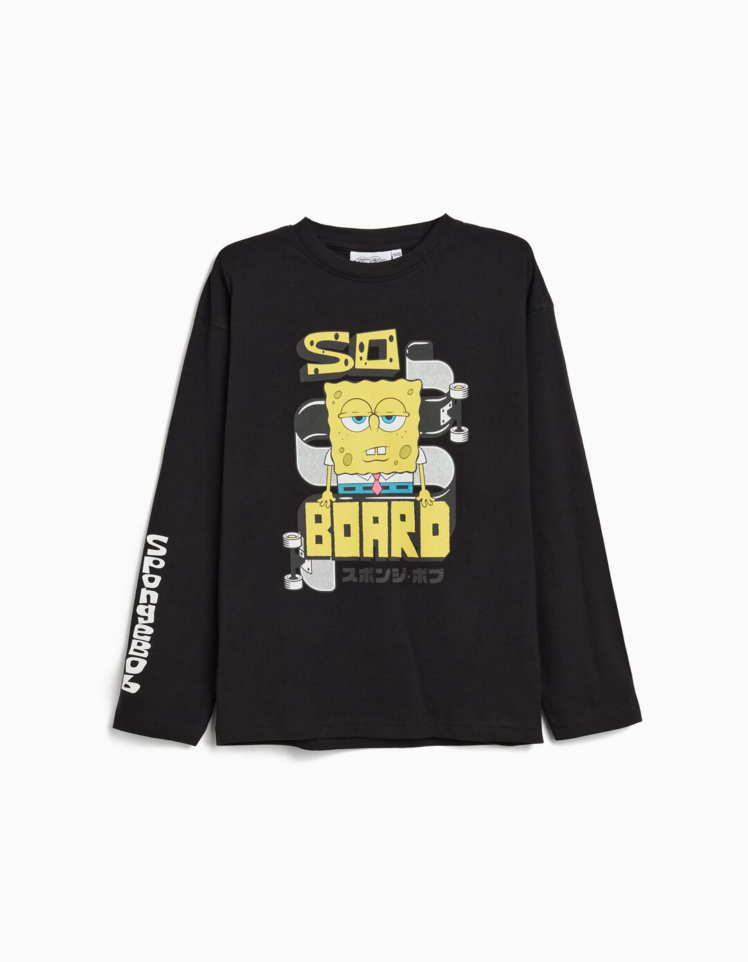 T-shirt de Manga Comprida 'SpongeBob', Menino, Preto