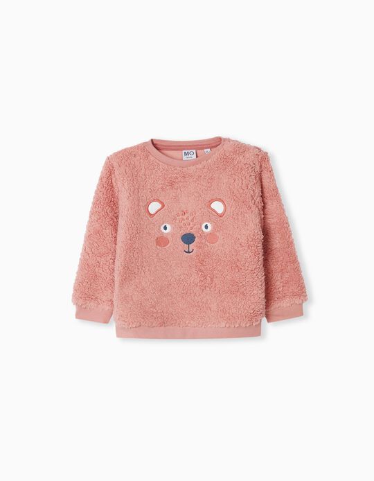 Sherpa Sweatshirt, Baby Girls, Light Pink
