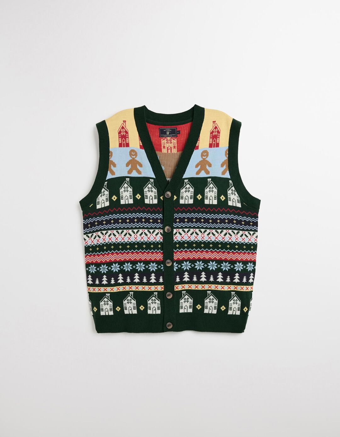 Colete Natal de Malha, Homem, Verde Escuro 