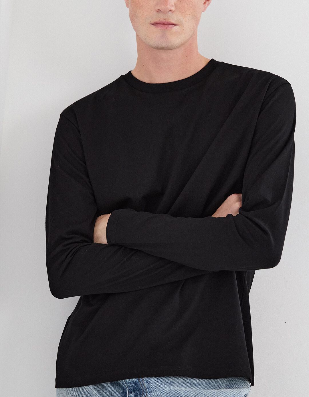 T-shirt de Manga Comprida, Homem, Preto