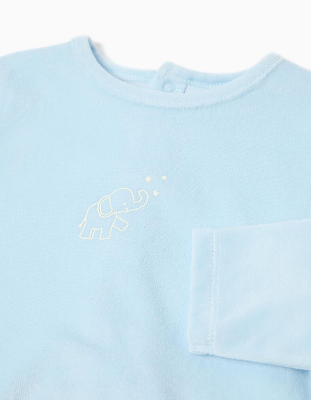 Babygrow Veludo, Recém-Nascido, Azul Claro