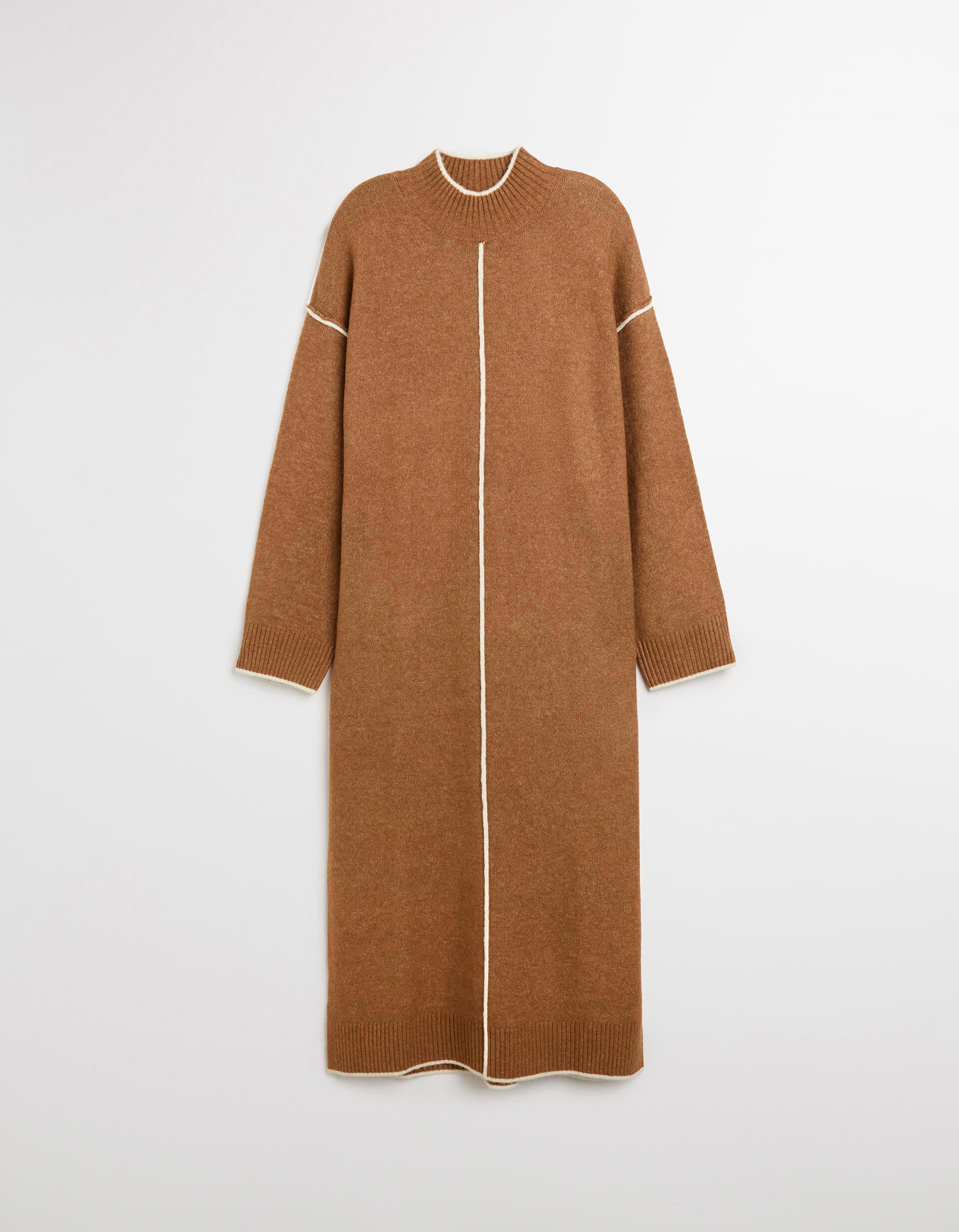 Comprar Online Vestido de Malha com L&atilde;, Mulher, Castanho Claro