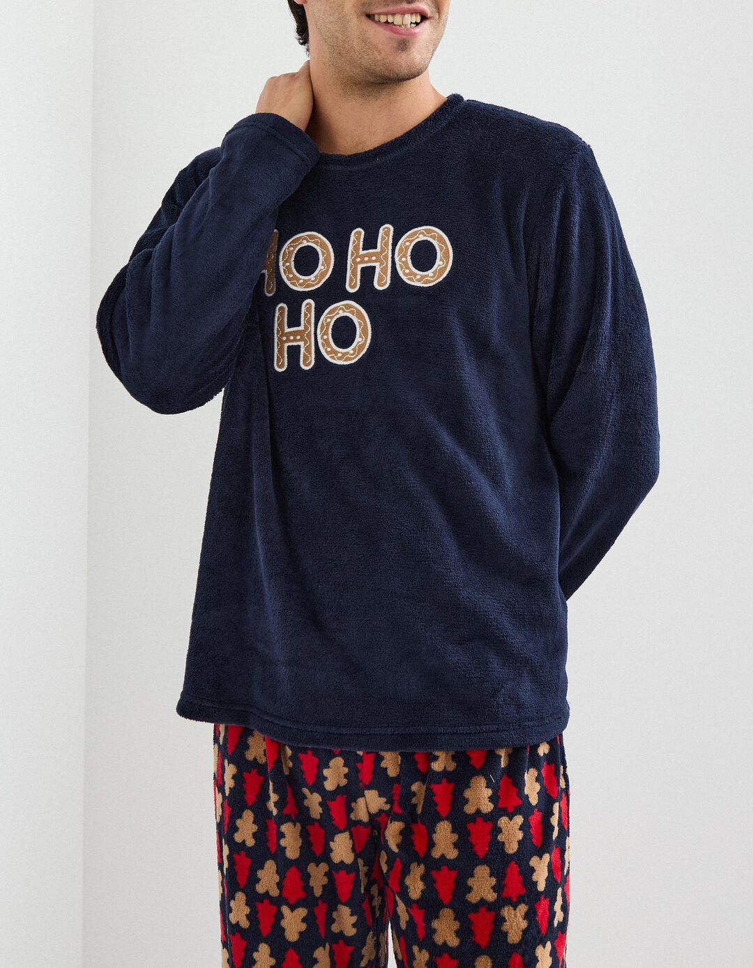 Pijama Polar de Natal, Homem, Azul Escuro