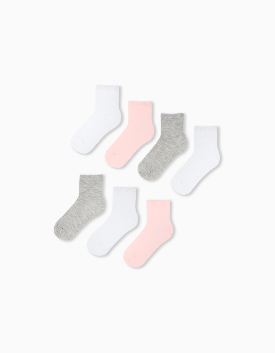7 Pairs of Plain Socks Pack, Girls, Multicolour