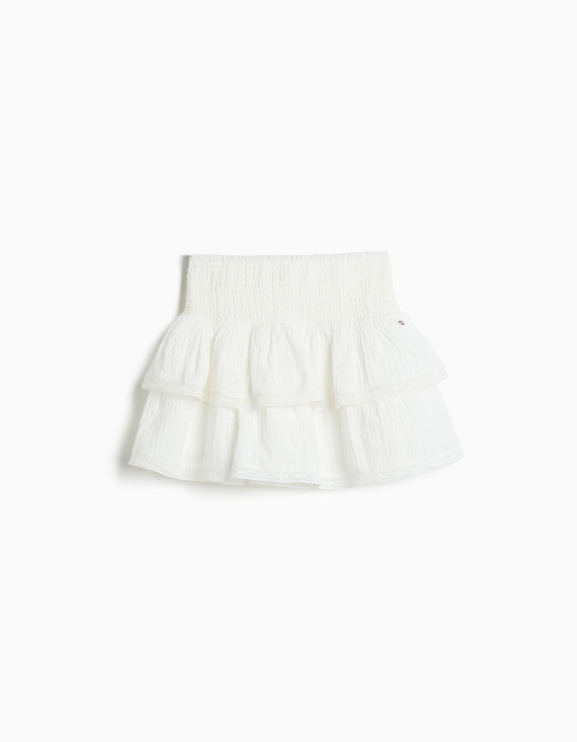 Comprar Online Saia com Folhos, Menina, Branco