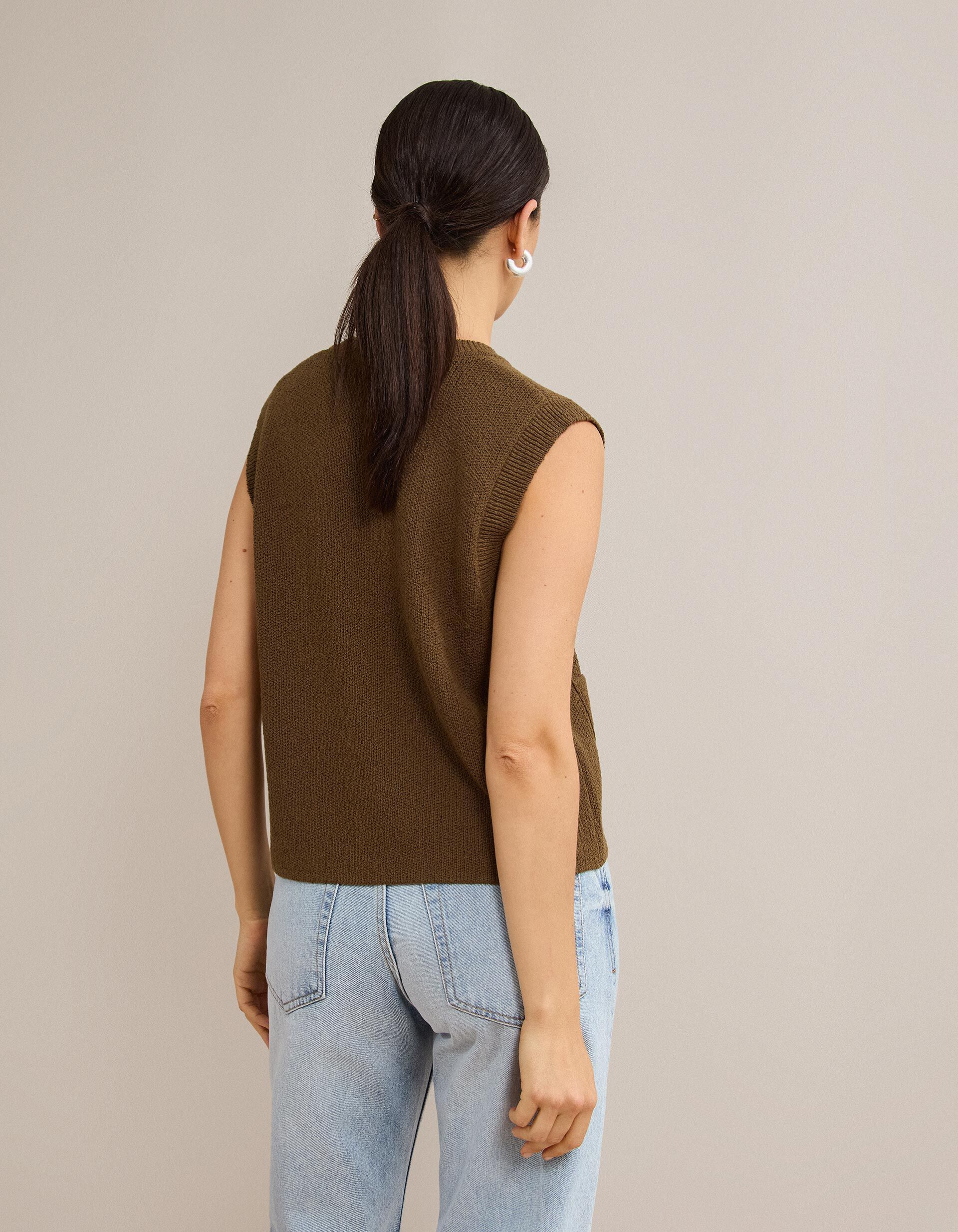 Comprar Online Colete R&uacute;stico Tricotado, Mulher, Castanho