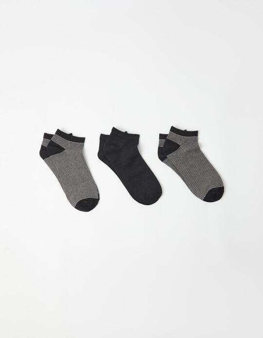 Comprar Online Pack 3 Pares de Meias Tornozelo, Homem, Preto