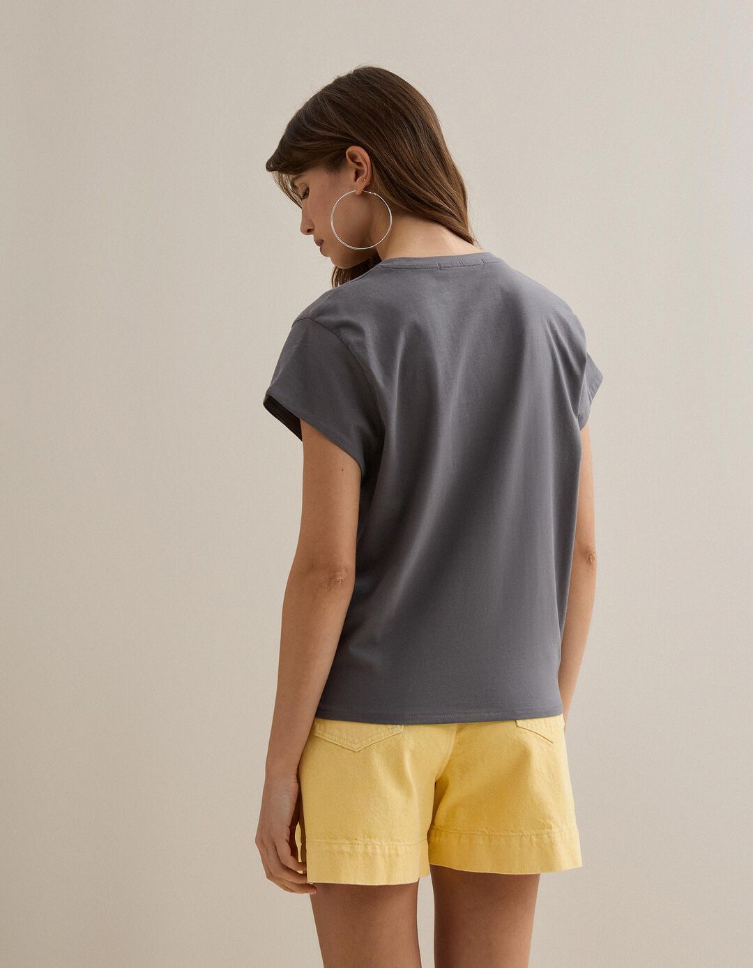 T-shirt Estampada, Mulher, Cinzento