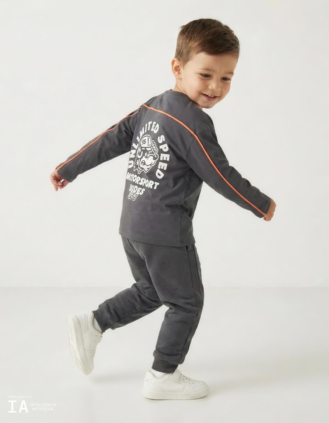 T-shirt de Manga Comprida, Menino, Cinzento Escuro