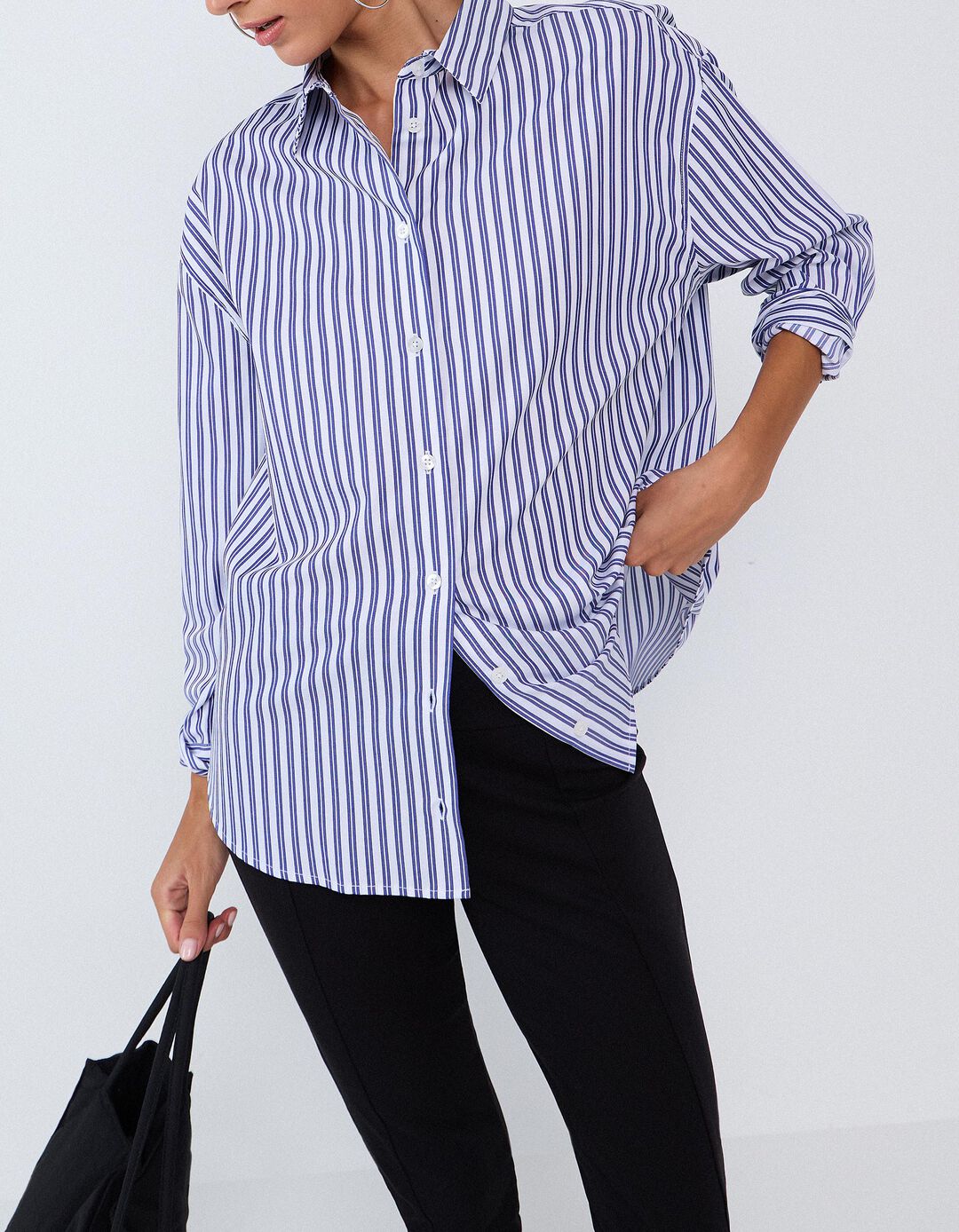 Camisa &Agrave;s Riscas, Mulher, Azul 