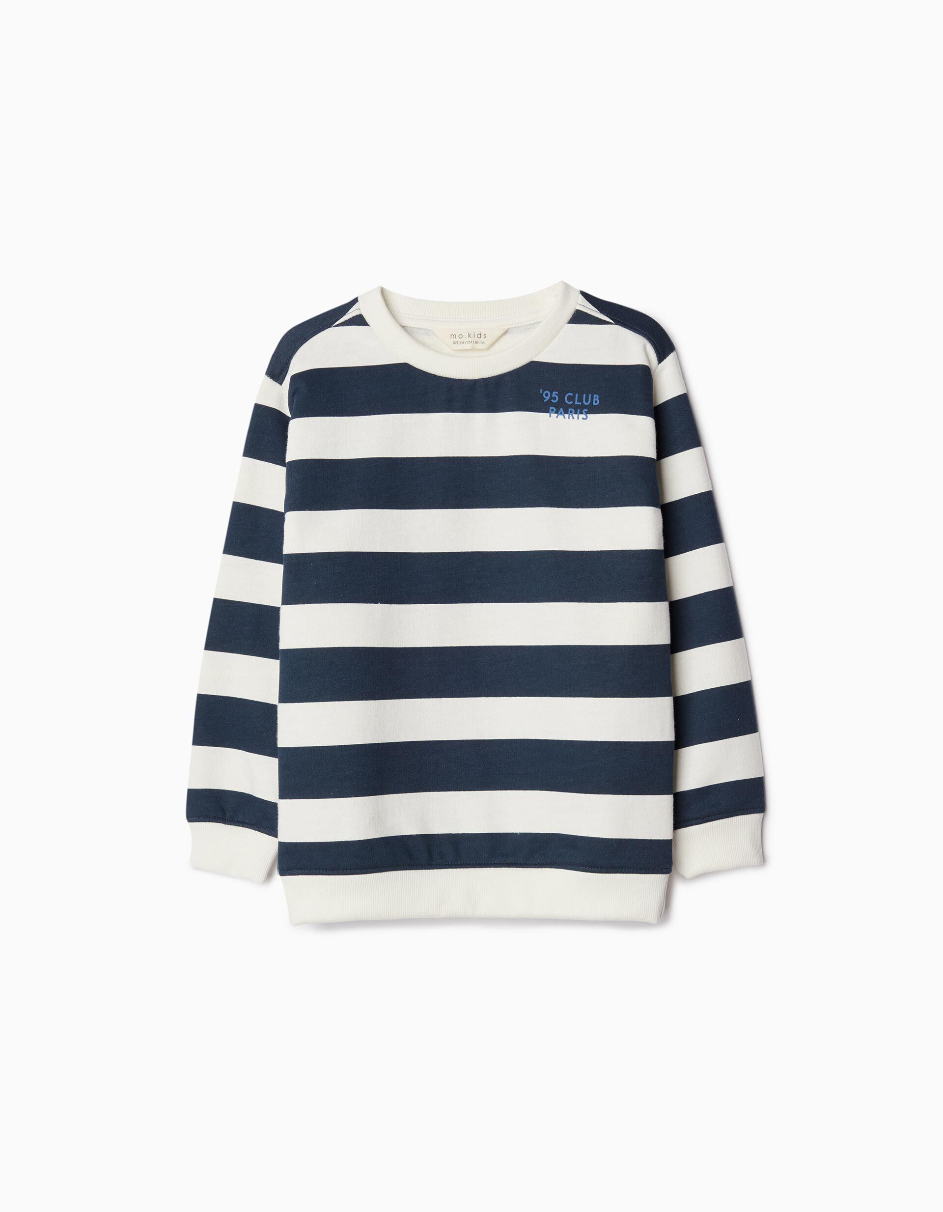 Comprar Online Sweatshirt Fleece Riscas, Menino, Azul Escuro 