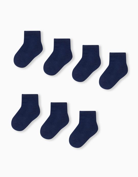 7 Pairs of Socks Pack, Baby Boys, Dark Blue