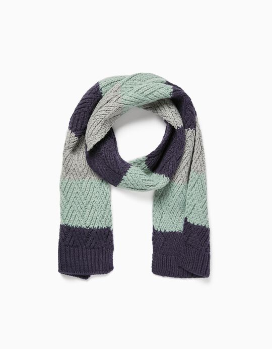 Cable Knit Scarf for Boys, Multicoloured