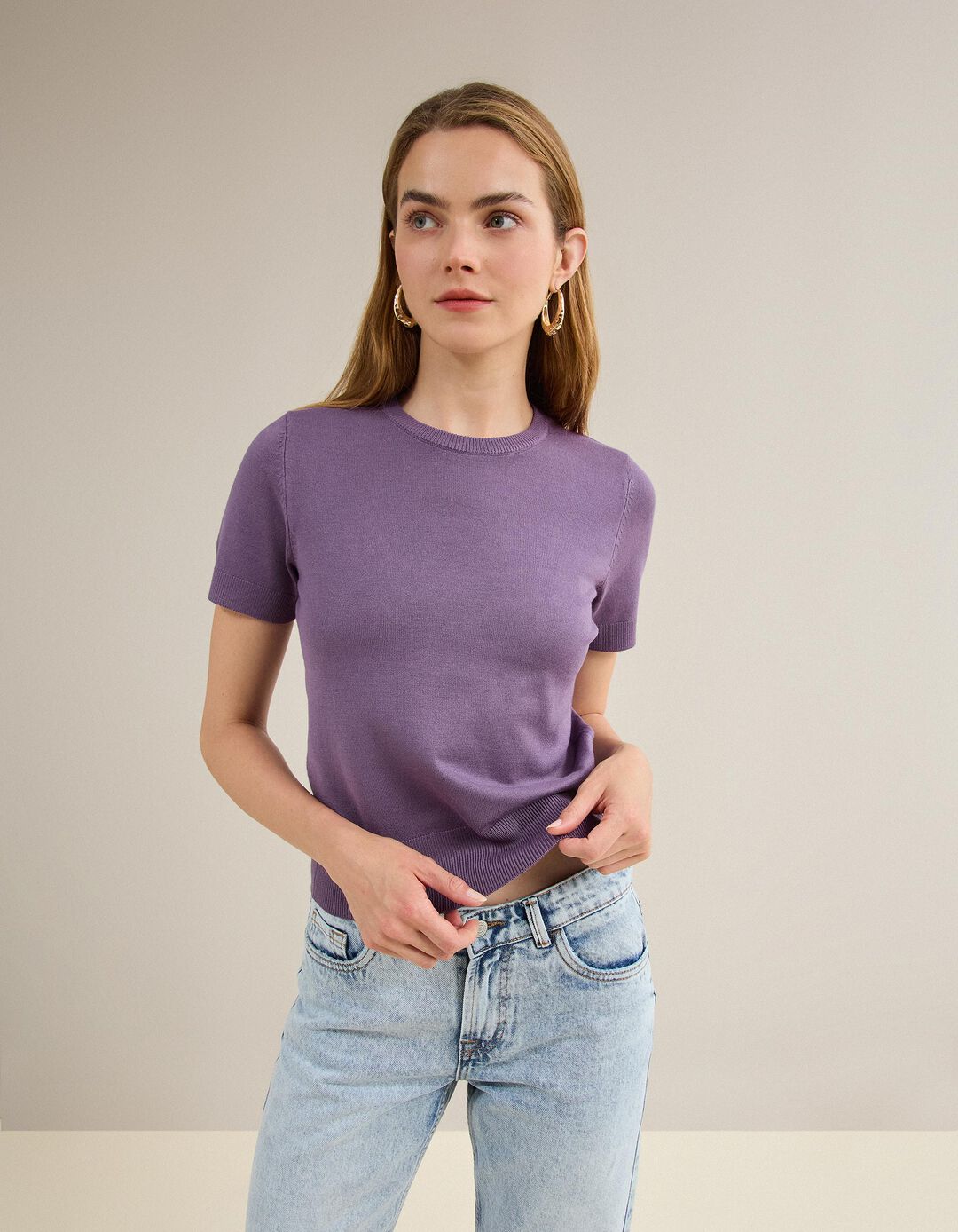 Camisola de Malha, Mulher, Roxo