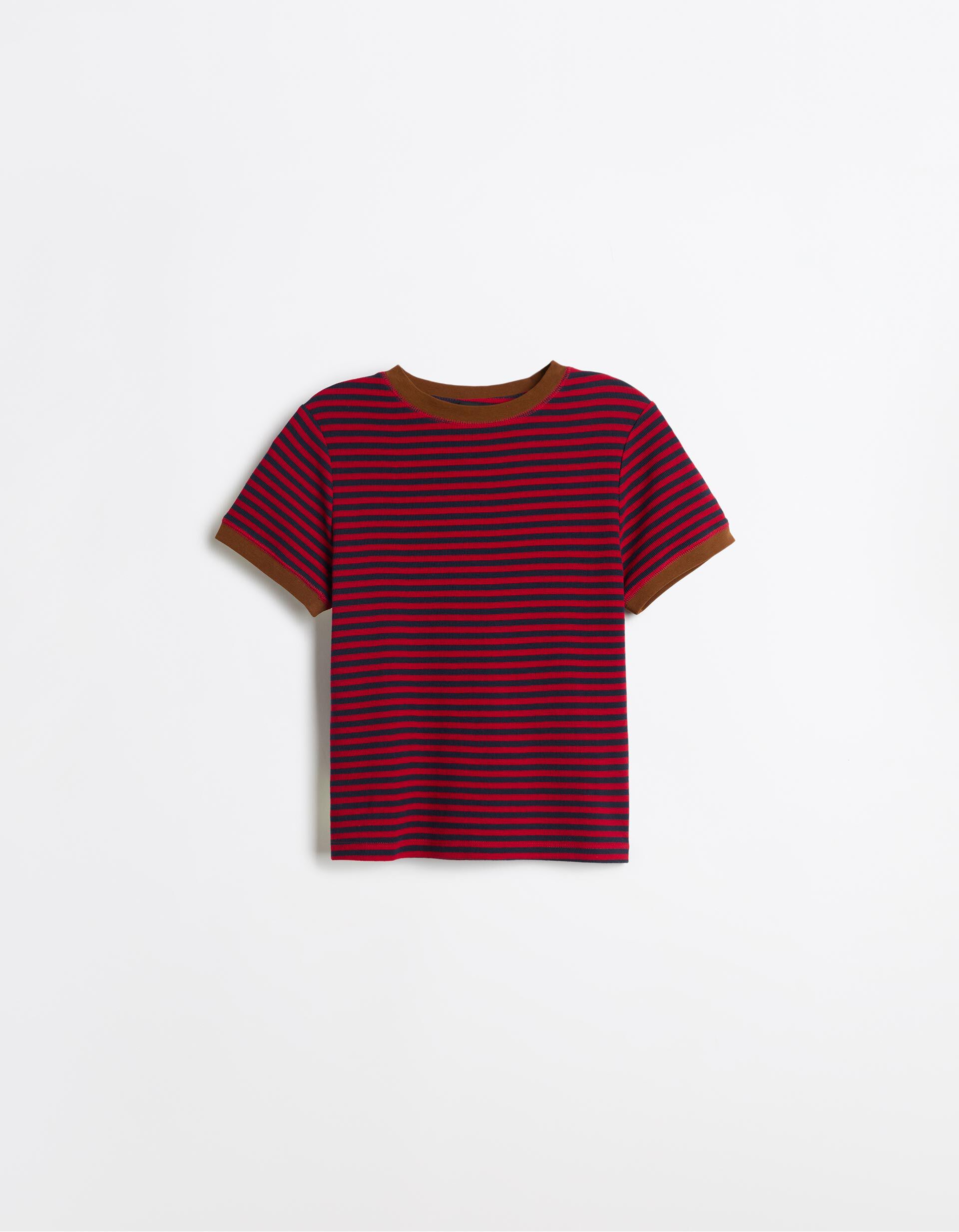 Comprar Online T-shirt Manga Curta &Agrave;s Riscas, Mulher, Vermelho