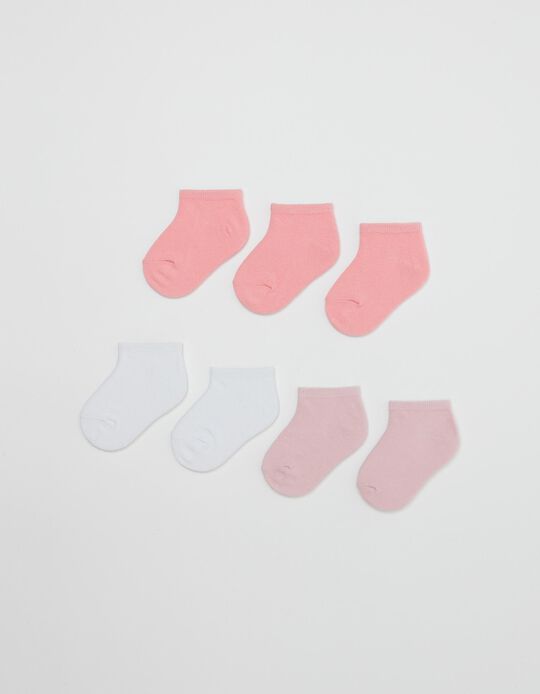 7 Pairs Trainer Socks, Babies, Pink/ White