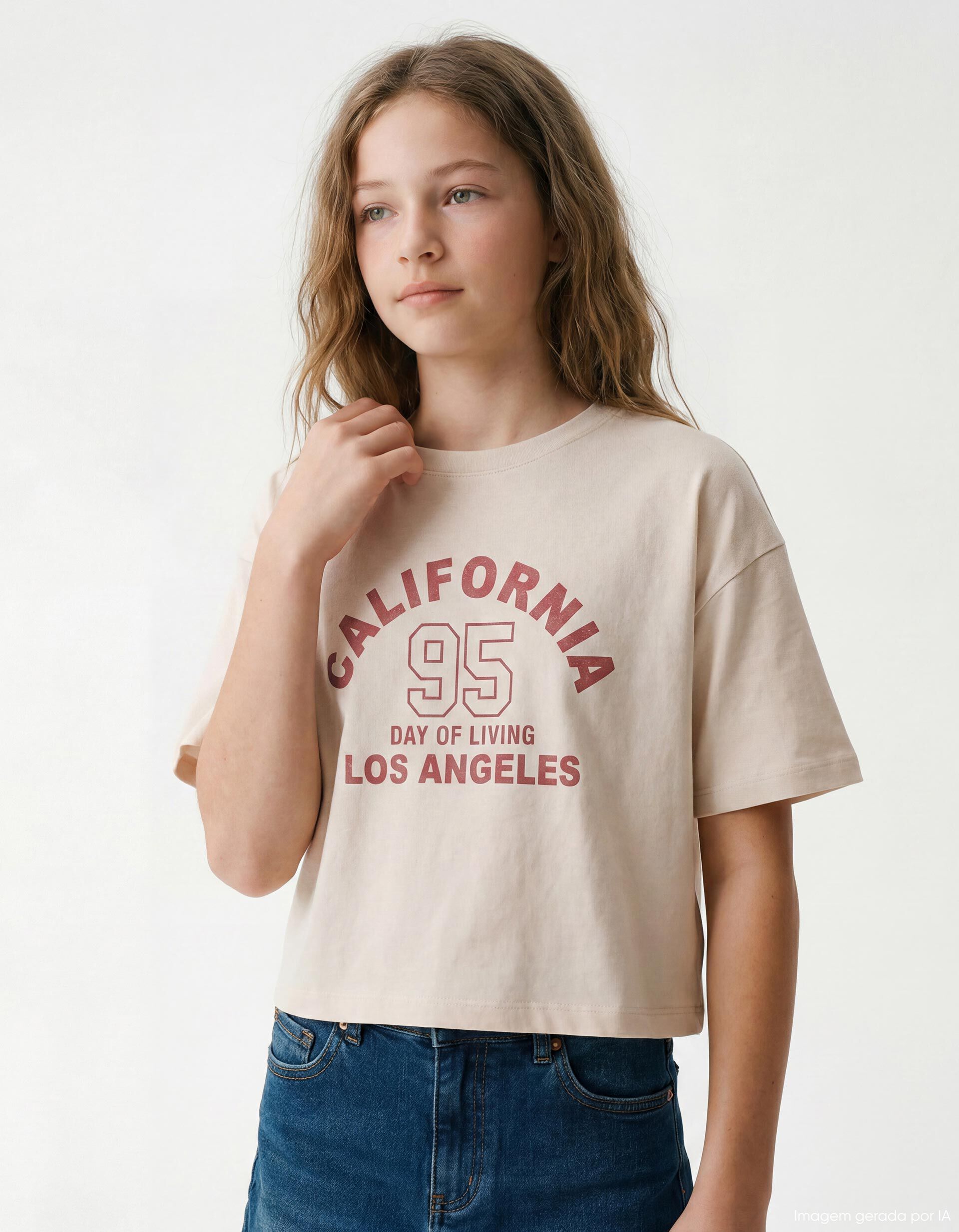 Comprar Online T-shirt Estampada, Menina, Rosa Claro
