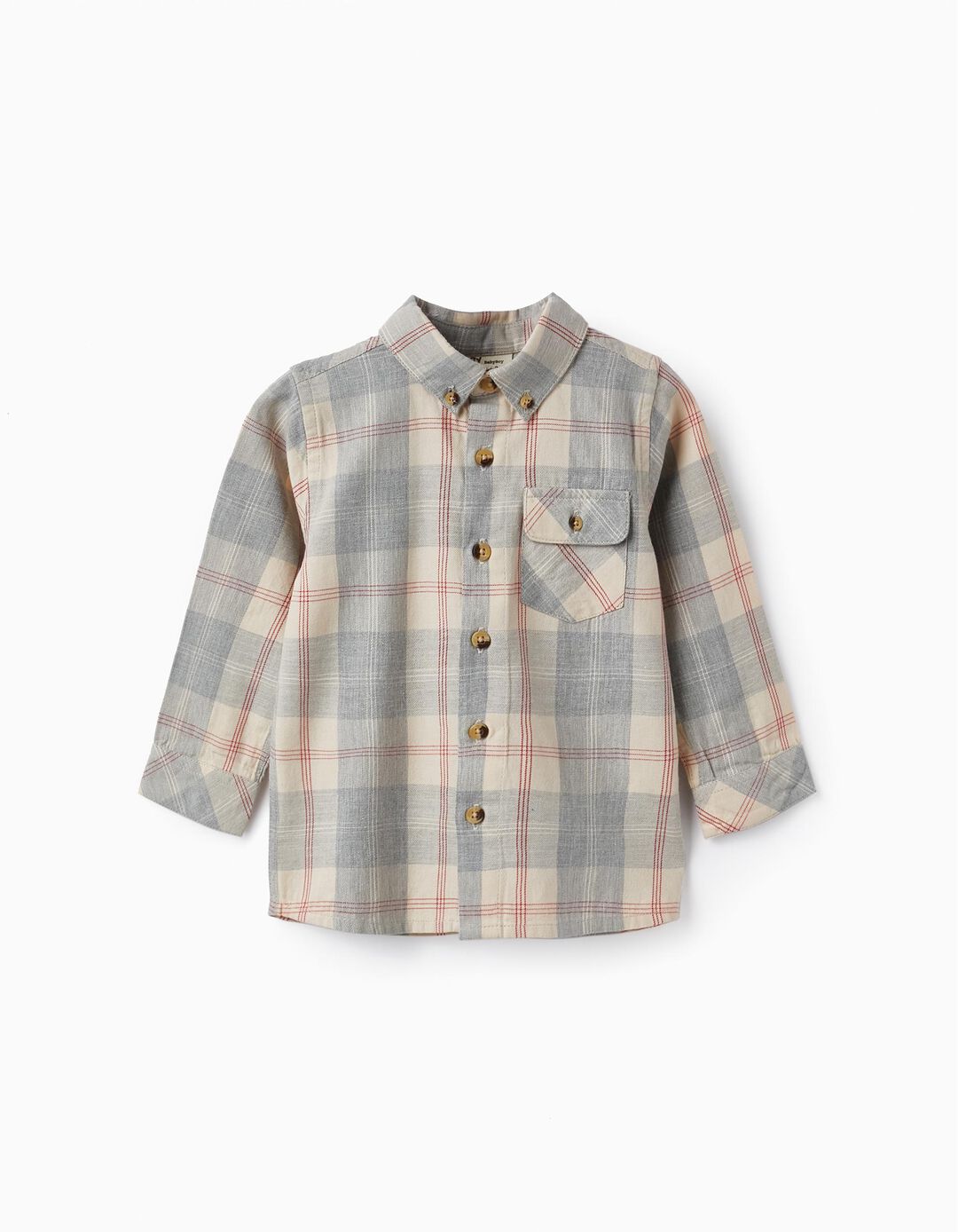 Checkered Cotton Shirt for Baby Boys 'B&S', Grey/Beige