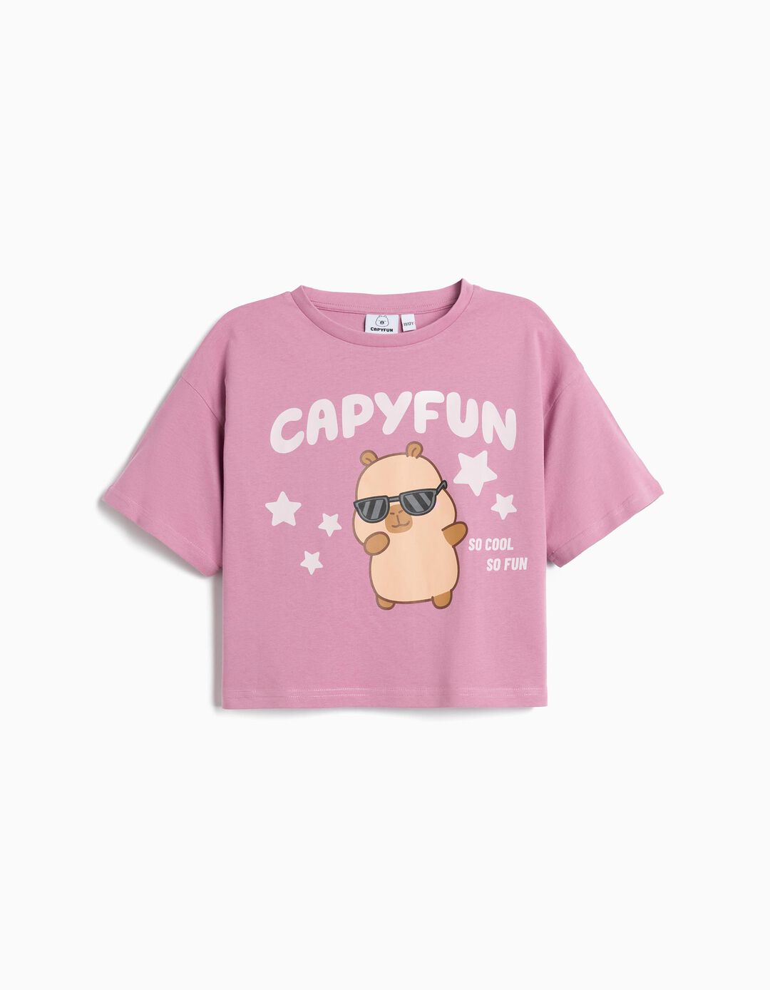 T-shirt Boxy 'CapyFun', Menina, Rosa
