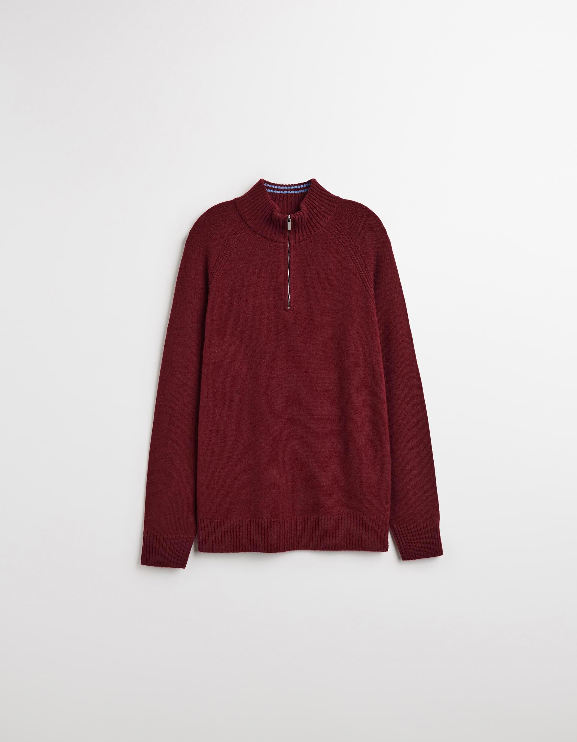 Comprar Online Camisola com L&atilde; com Fecho, Homem, Vermelho Escuro