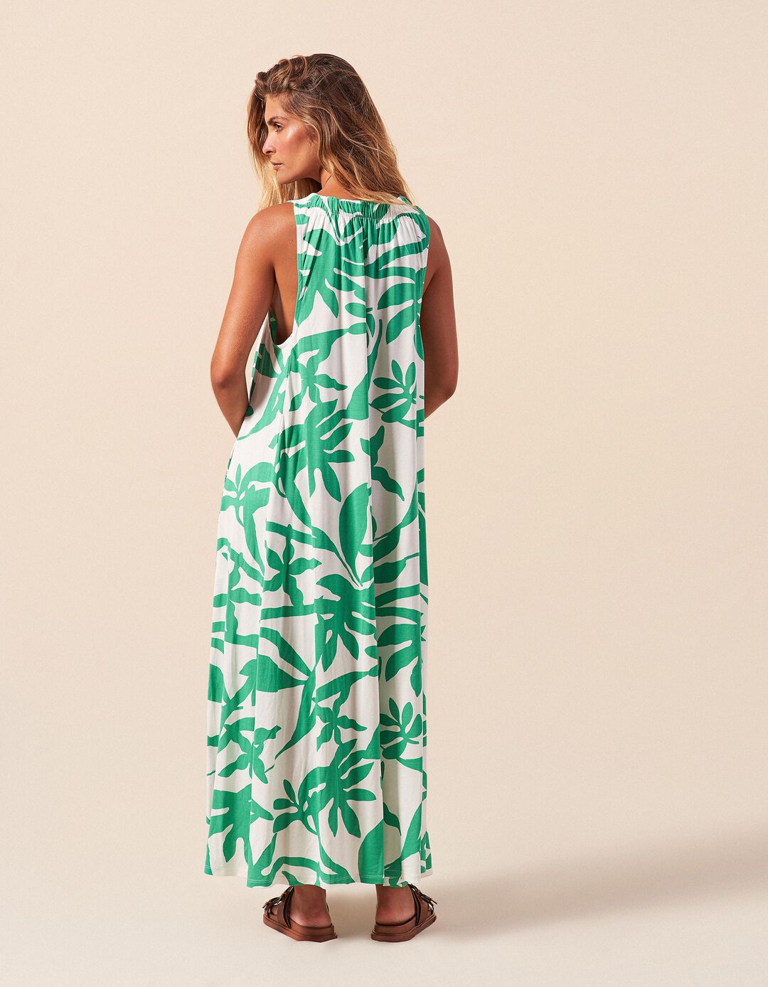 Vestido Comprido, Mulher, Verde