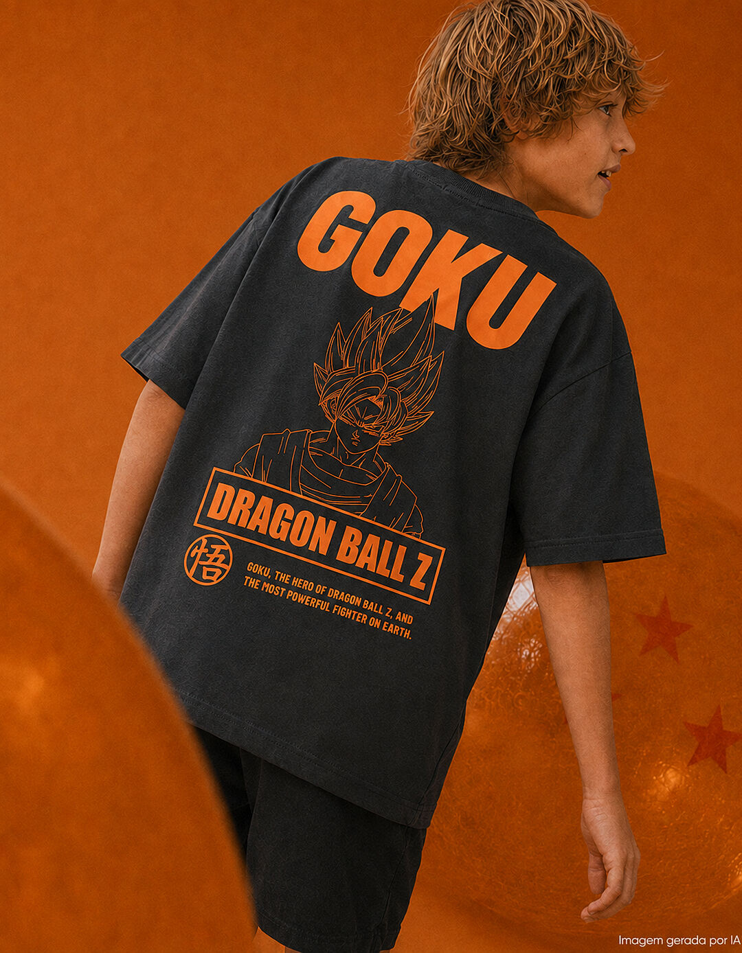 T-shirt 'Dragon Ball', Menino, Cinzento Escuro