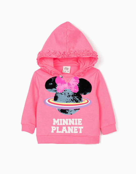 Sweatshirt com Capuz para Bebé Menina 'Minnie Planet', Rosa