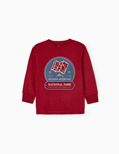 Long Sleeve T-shirt for Boys 'Outdoor', Dark Red
