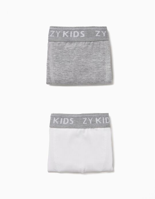 Pack of 2 Boxers, Grey & White