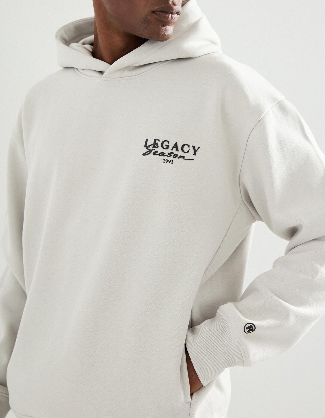 Sweatshirt Felpa com Capuz, Homem, Bege Claro