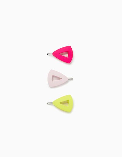 Pack 3 Ganchos de Cabelo Triangulares para Bebé e Menina, Multicolor