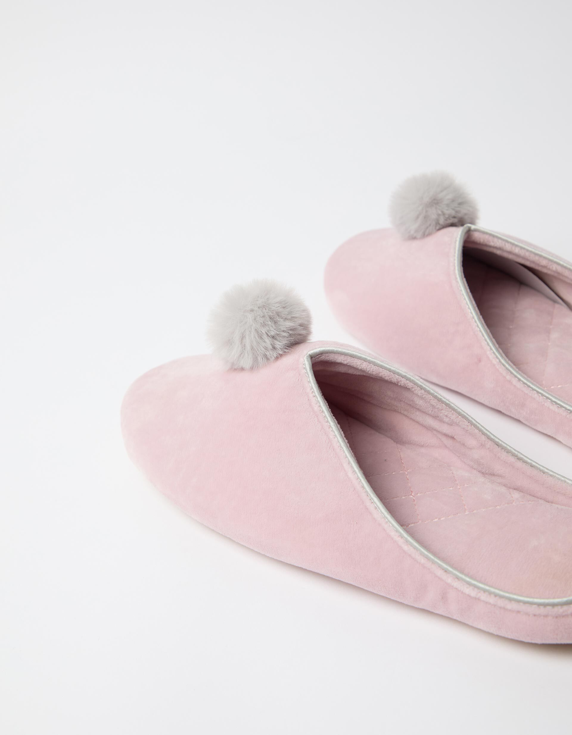Comprar Online Chinelos De Quarto Com Pompom, Mulher, Rosa
