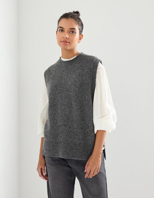 Comprar Online Colete em Malha, Mulher, Cinzento Escuro