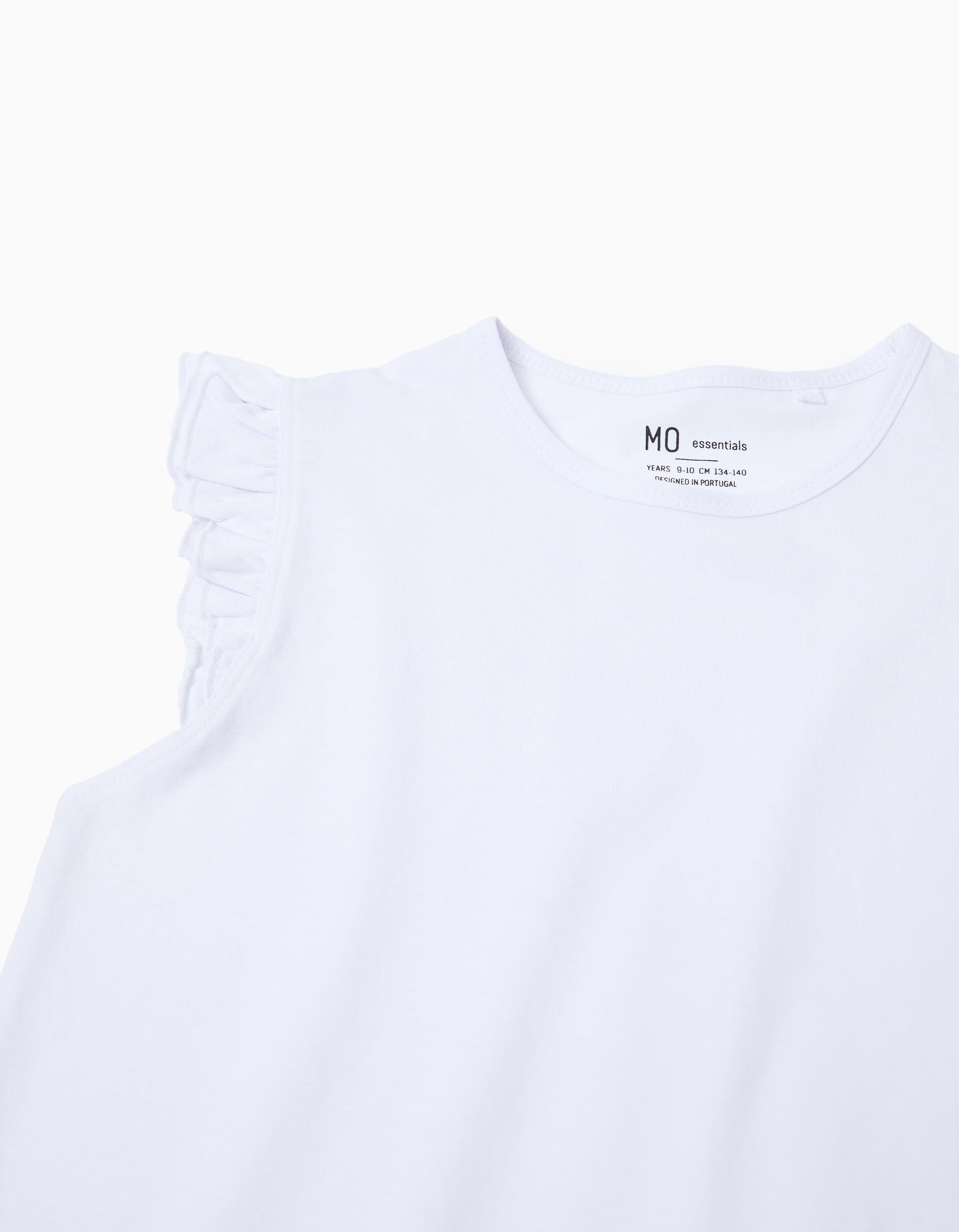 Comprar Online T-shirt Folhos, Menina, Branco