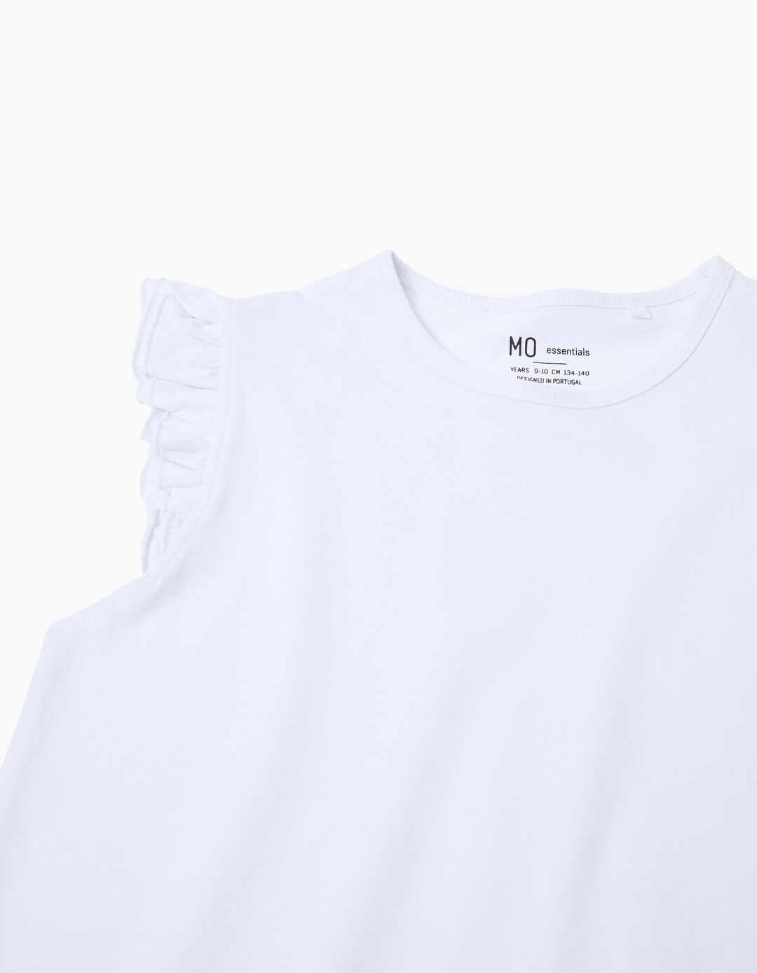 T-shirt Folhos, Menina, Branco